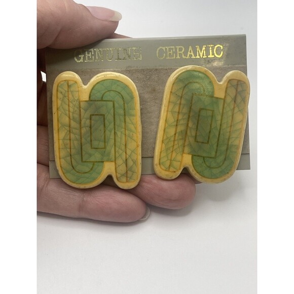 Vintage Artisan Genuine Ceramic Set Deco Style Necklace & Matching Earrings - Picture 5 of 9